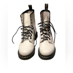 Dr. Martens 1460 White Smooth Leather Lace Up Unisex Combat Boots